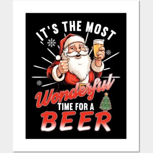 It's the Most Wonderful Time for a Beer - Funny Beer Santa Posters and Art
